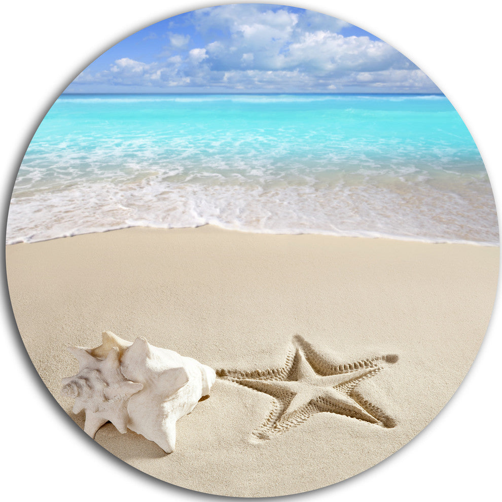 Caribbean Beach Starfish, Beach Photography Disc Metal Wall Art, 38"