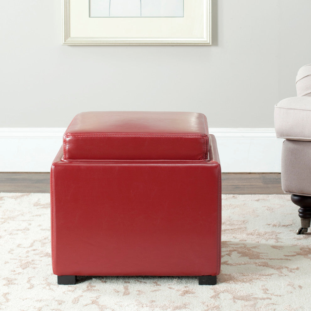 Safavieh Bobbi Tray Storage Ottoman, Red