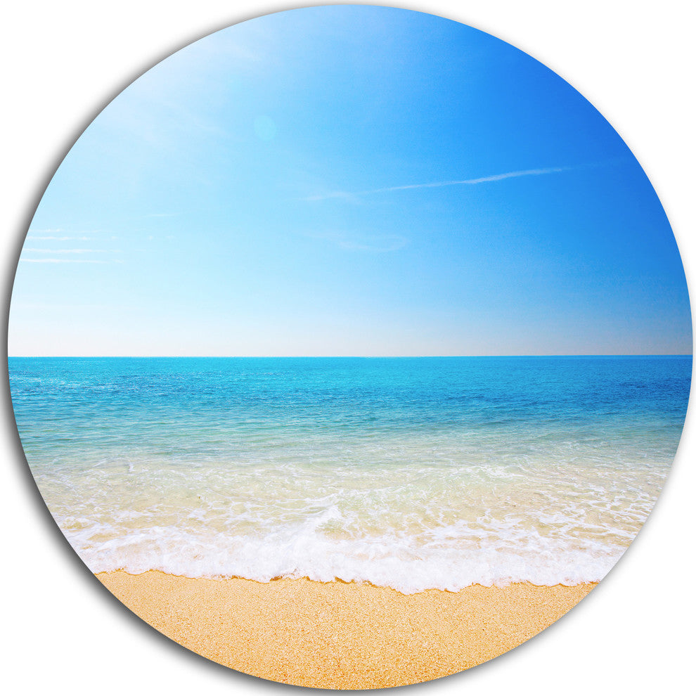 Blue Waves At Tropical Beach, Seashore Photo Disc Metal Wall Art, 11"