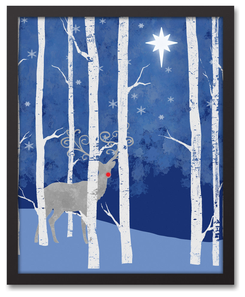 Midnight Blue Forrest 16x20 Black Framed Canvas