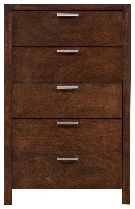Wooden Chest With 5 Drawers Chestnut Brown