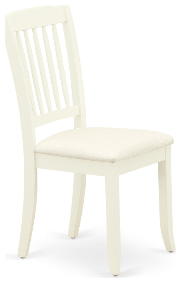 3 Pc Kitchen Set, Linen White Wood Table, 2 Linen White Chairs, Slatted Back