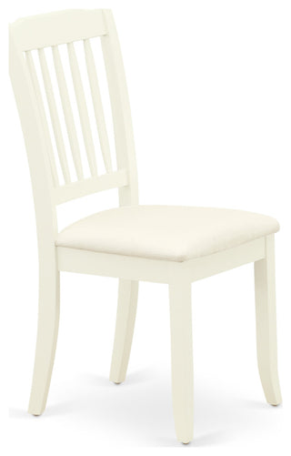 3 Pc Kitchen Set, Linen White Wood Table, 2 Linen White Chairs, Slatted Back