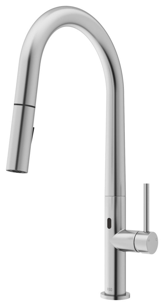 VIGO Greenwich 18" H Single Handle Pull-Down Sprayer Kitchen Faucet, Brushed Nickel, Touchless, Without Extras
