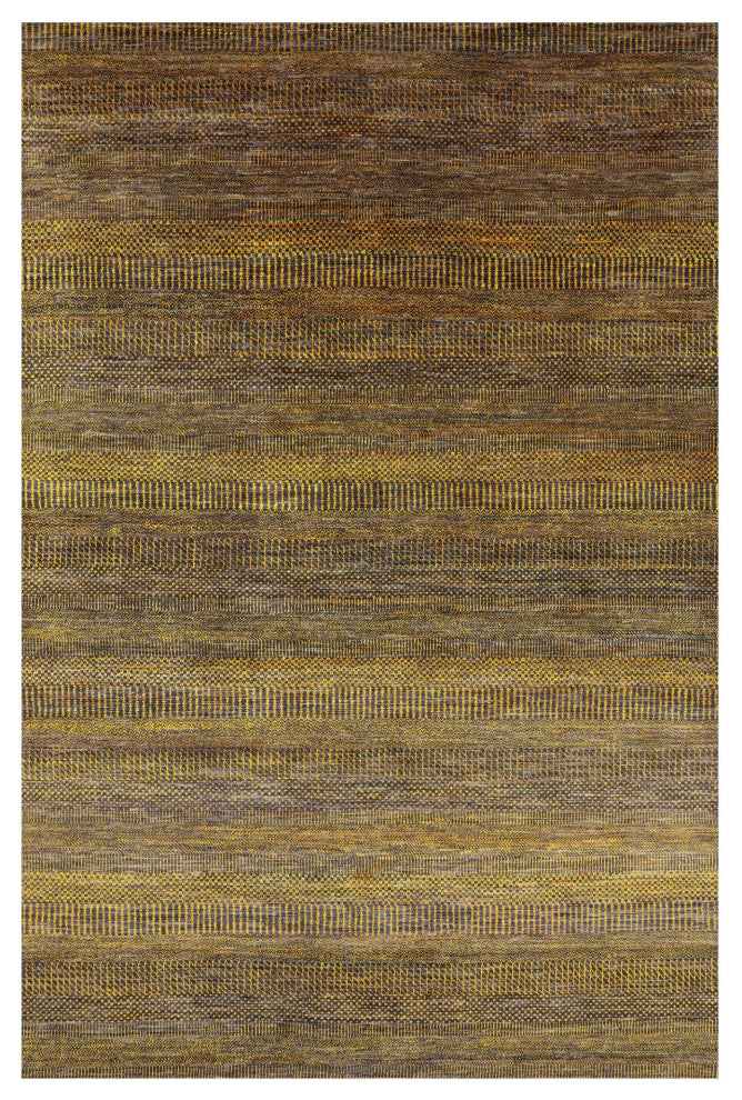 6' 1" X 9' 1" Super Savannah Gabbeh Wool and Silk Hand-Knotted Rug Q11910