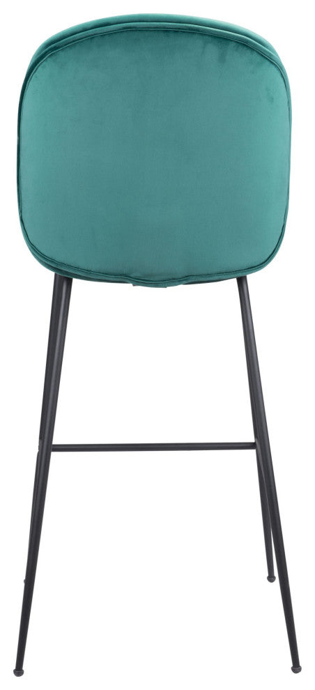 Bar Stool Chair Barstool, Steel Metal, Fabric, Green, Black, Cafe Bistro