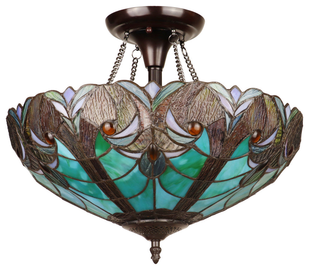 Liaison Victorian-Style 2-Light Ceiling Semi-Flush Mount 16" Wide