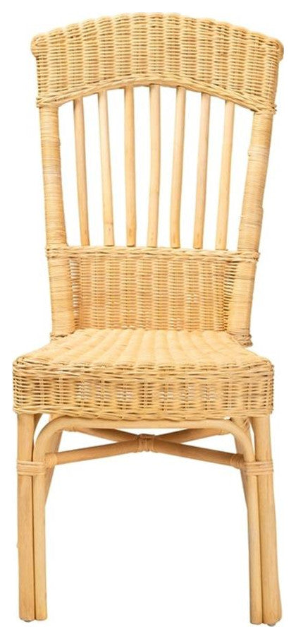 Barito Modern Bohemian Natural Brown Rattan Dining Chair