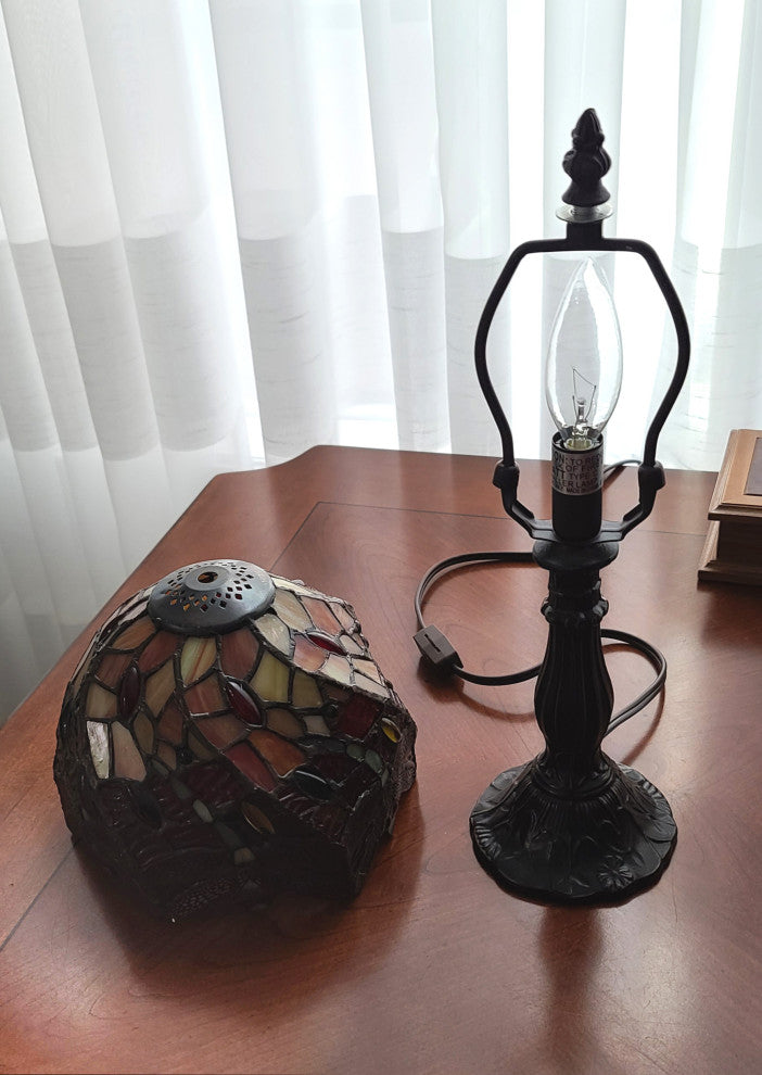 Tiffany Style Dragonflies Mini Table Lamp, 15" Tall