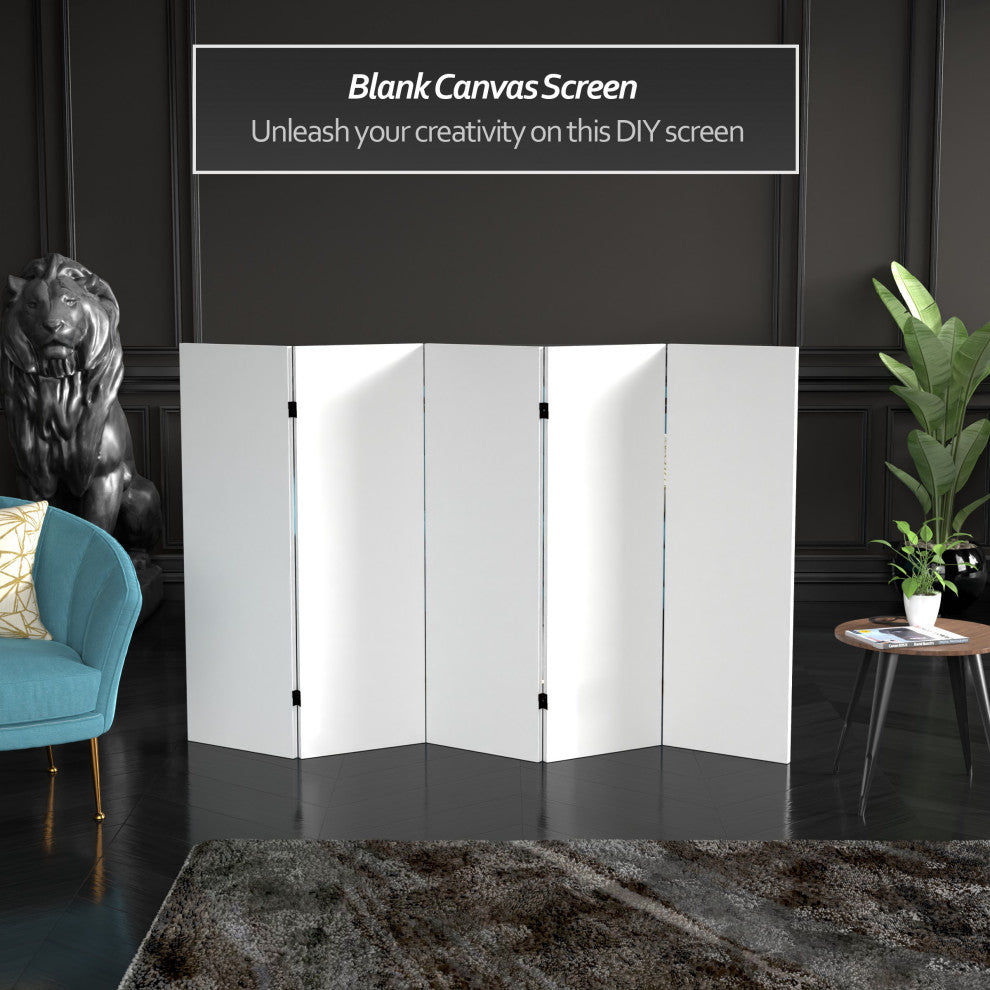 4' Tall Do It Yourself Canvas Room Divider, 5 Panel