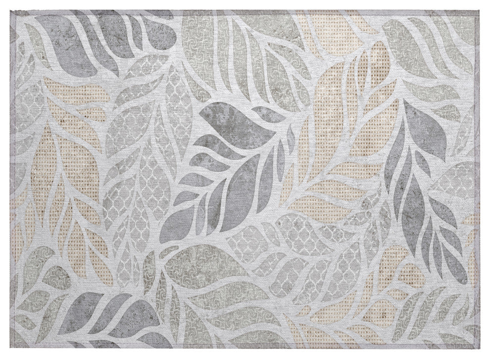 Indoor/Outdoor Tropics TC3 Grey Machine Washable 1'8" x 2'6" Rug
