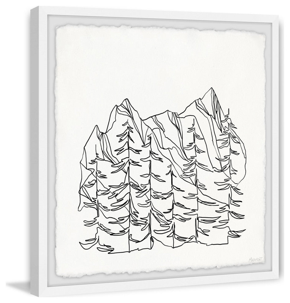 "Mountains Outline" Framed Painting Print, 32x32