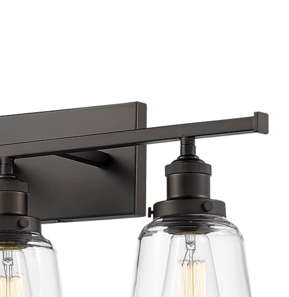 3 Light Updated Modern Vanity Bathroom Light, Oiled Bronze With Clear Glass