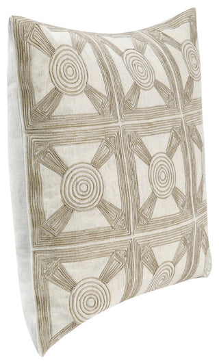Baia Embroidered Belgian Linen Throw Pillow, 20x20