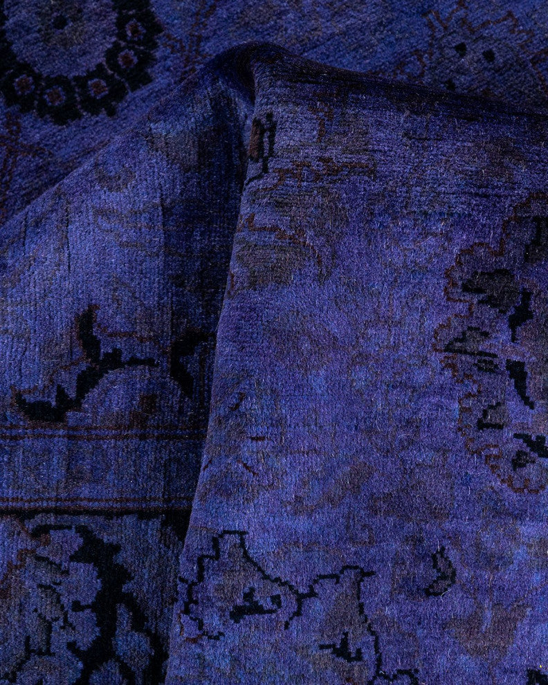 Fine Vibrance, One-of-a-Kind Hand-Knotted Runner Rug Purple, 3'1"x8'5"