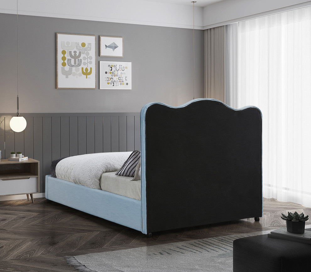 Felix Linen Upholstered Bed, Sky Blue, King