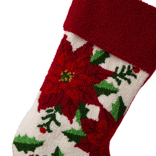 21"L Hooked Stocking, Poinsettia
