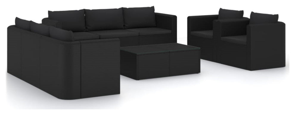 Vidaxl 10 Piece Garden Lounge Set With Cushions Poly Rattan Black