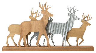 18"L Galvanized Metal/Wooden Reindeer Table Decor