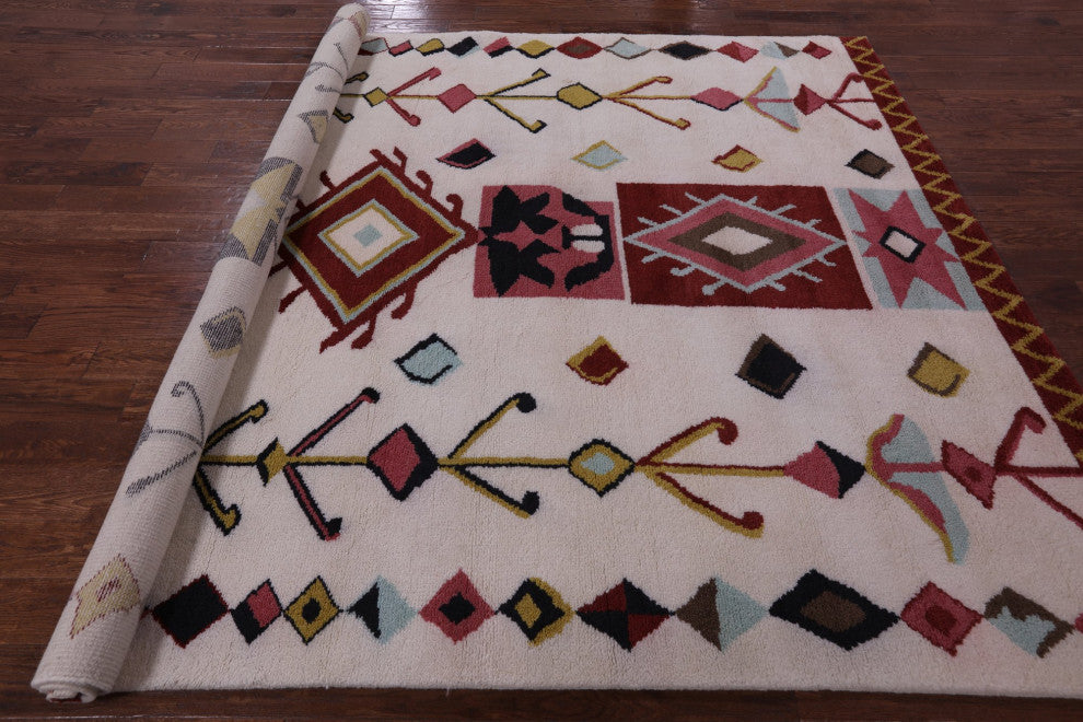 8' 2" X 9' 10" Handmade Moroccan Wool Rug Q9274