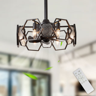 Bella Depot 19" Black Ceiling Fan with Remote and Light 6-speed