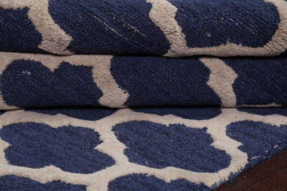 Hand-tufted Trellis Indian Oriental Wool Area Rug, 4x6'