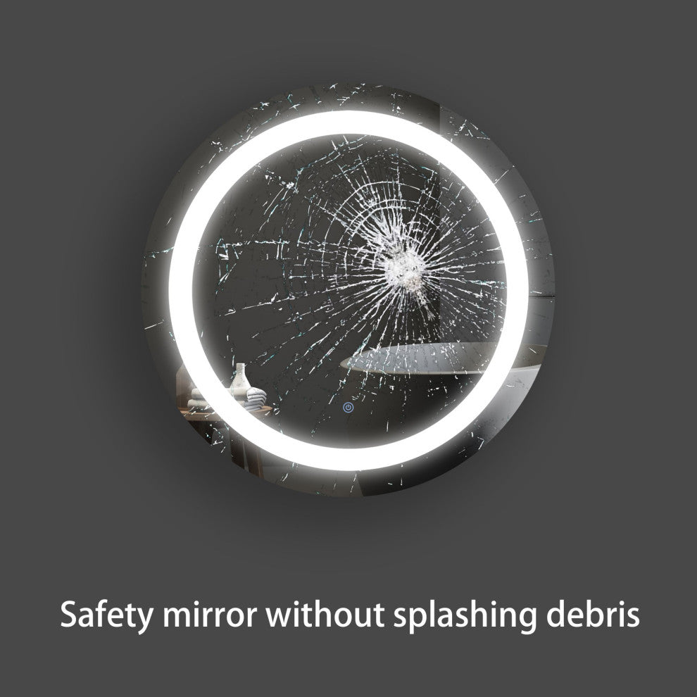30 In. Round Smart Touch Dimmable Anti-Fog LED Vanity Mirror