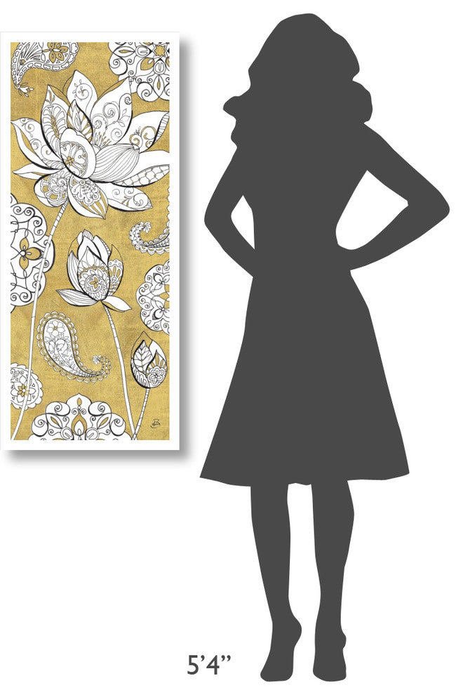 "Color my World Lotus III Gold" Print by Daphne Brissonnet, 18"x42"
