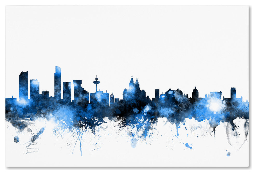 Michael Tompsett ''Liverpool Skyline White'' Canvas Art, 16x24