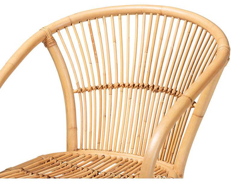 Murai Modern Bohemian Natural Brown Rattan Counter Stool
