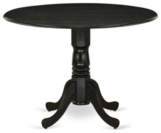 5Pc Kitchen Set, Pedestal Table, 4 Chairs, Mineral Blue Chairs Seat, Black