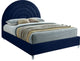 Rainbow Velvet Upholstered Bed, Navy, King
