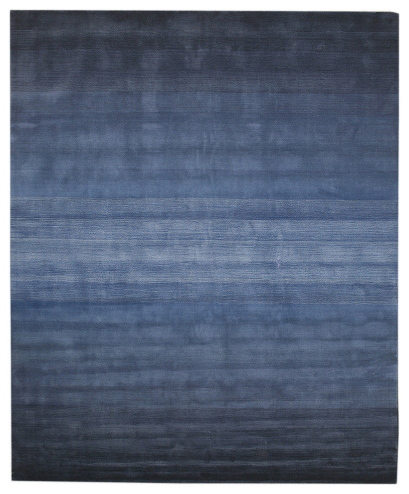 Hand-tufted Wool Blue Transitional Abstract Horizon Rug, 8'9 X 11'9