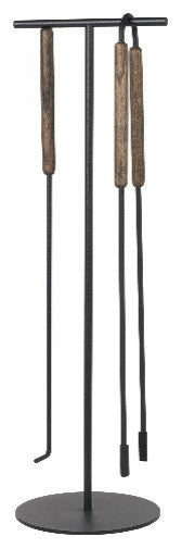 Ashi Fireplace Tool Set 3-Piece Brown Handle