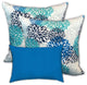 3-Piece Set Blue Blooms Indoor Outdoor Zippered Pillows