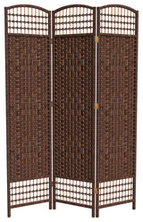 5 1/2' Tall Fiber Weave Room Divider, DarkMocha, 3 Panel
