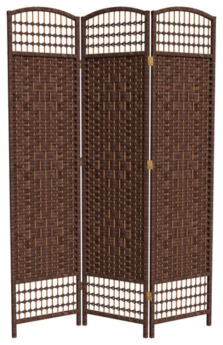 5 1/2' Tall Fiber Weave Room Divider, DarkMocha, 3 Panel