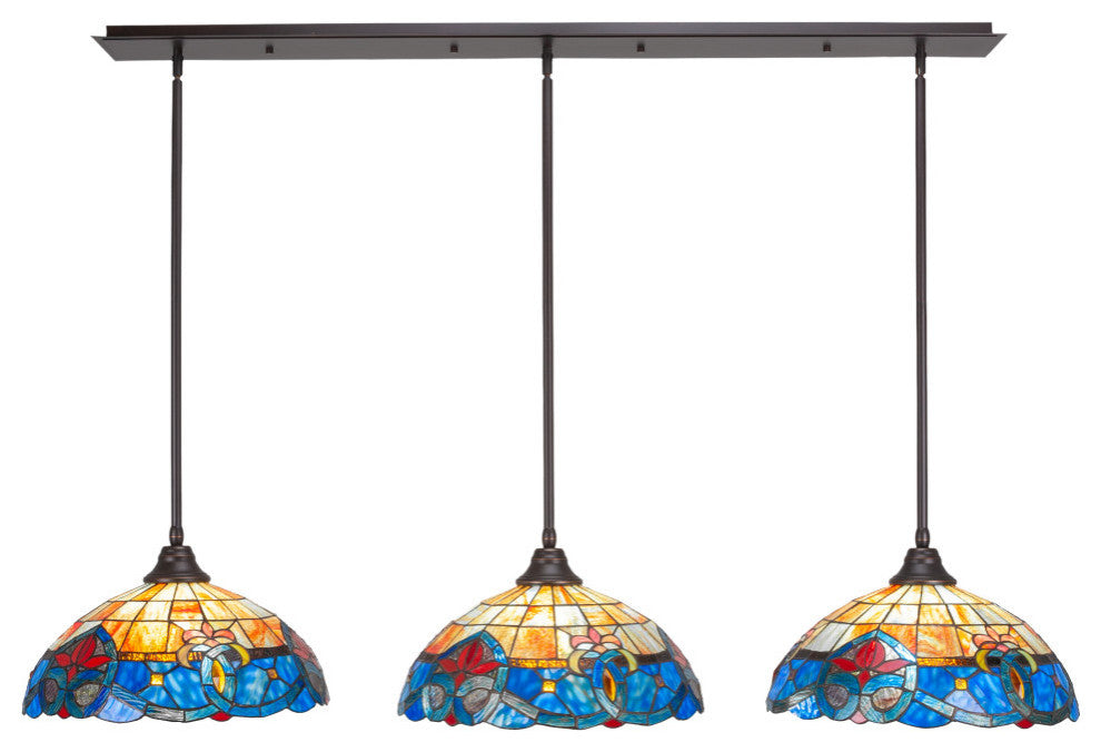 Stem 3-Light Pendalier with Hang Straight Swivel, Dark Granite/Sierra Art