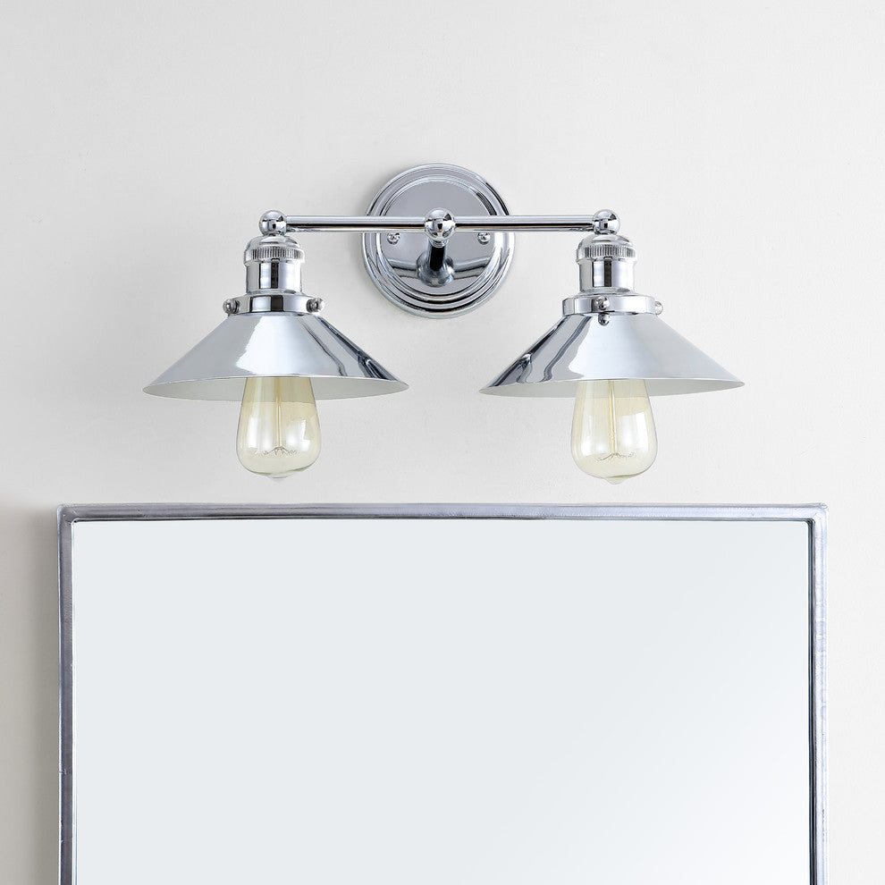 June Metal Shade Sconce, Chrome, 2-Light