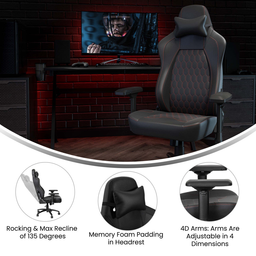 Falco Ergonomic High Back Adjustable Gaming Chair w/Armrests & Lumbar Support, B