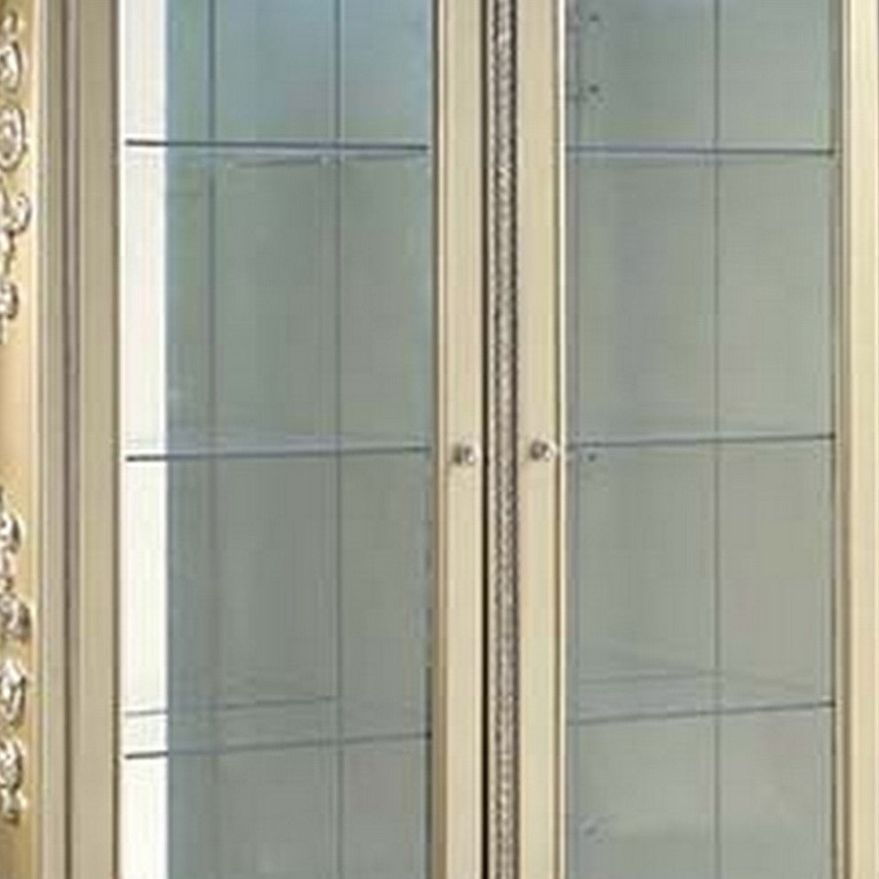 Benzara BM266448 Curio With Sculpture Like Design, Champagne Gold and Silver