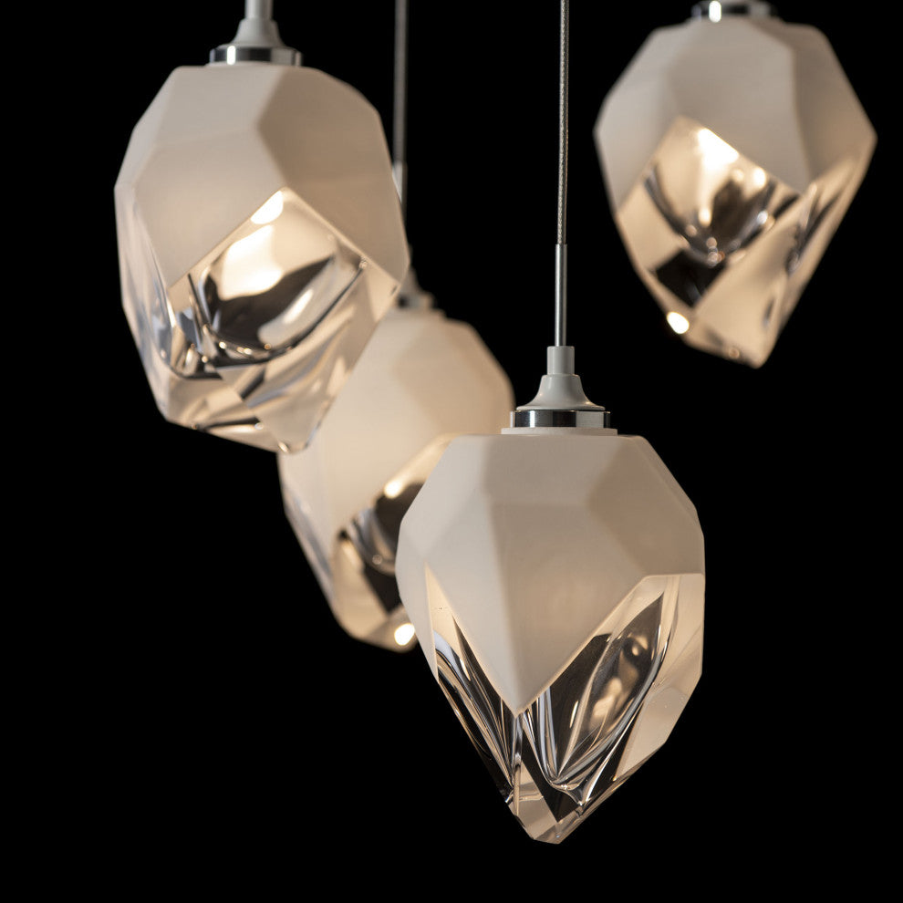 Chrysalis 5-Light Small Crystal Pendant White Finish- Long, White Crystal