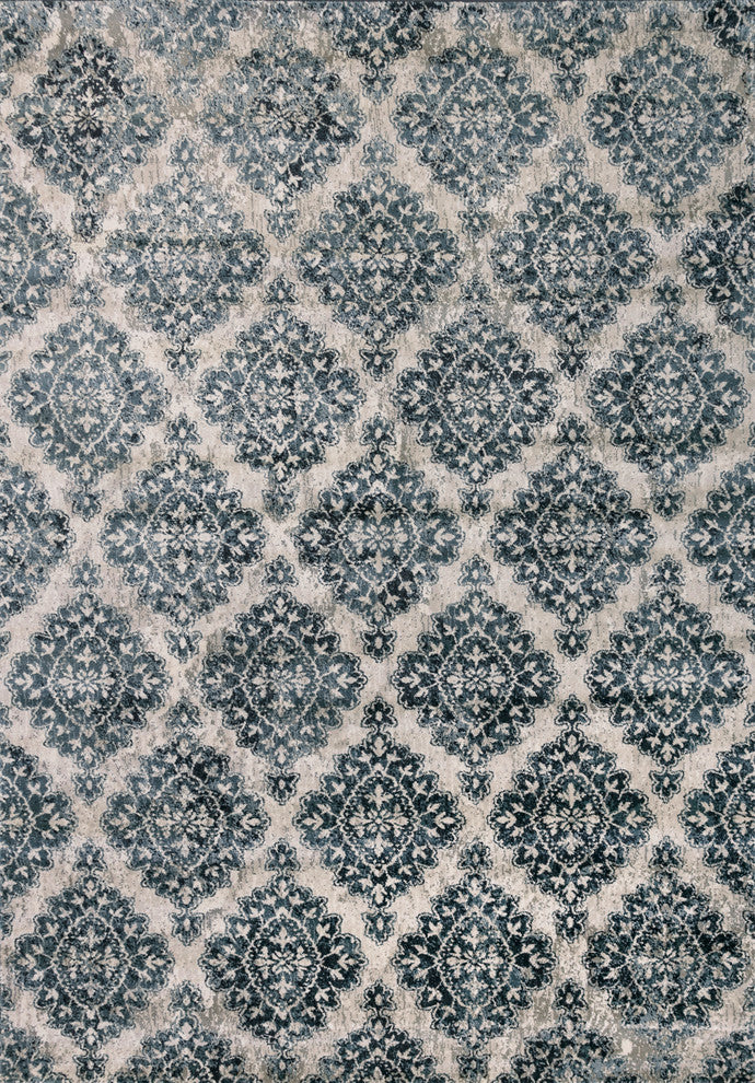 Melody Ivory and Blue Rug, 2'2"x7'10"