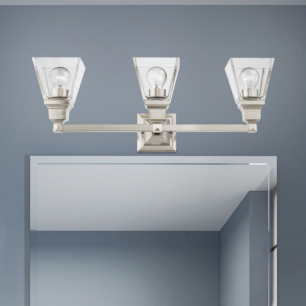 Livex Lighting Mission 3 Light Brushed Nickel Vanity Sconce