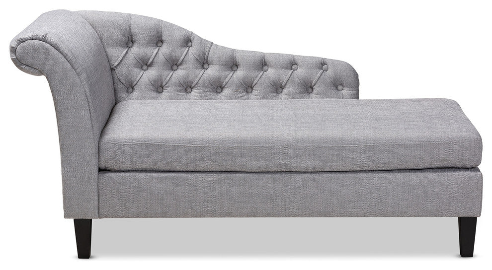 Terra Modern and Contemporary Gray Fabric Upholstered Black Chaise Lounge