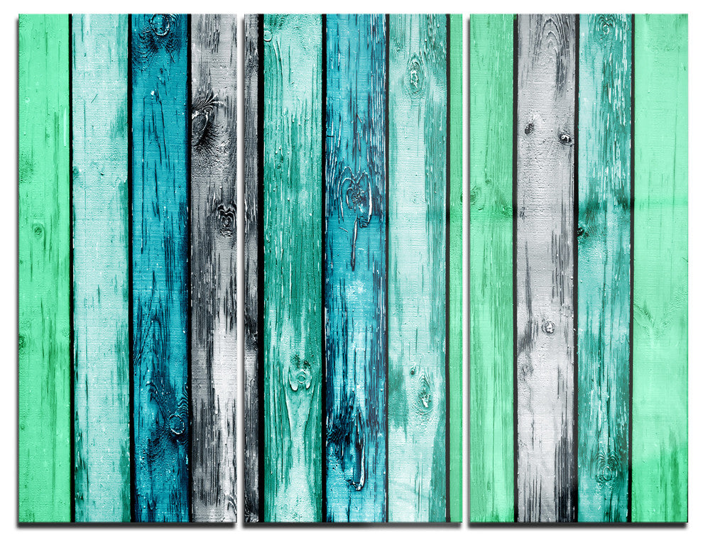 "Painted Wooden Planks" Digital Glossy Metal Wall Art, 3 Panels, 36"x28"