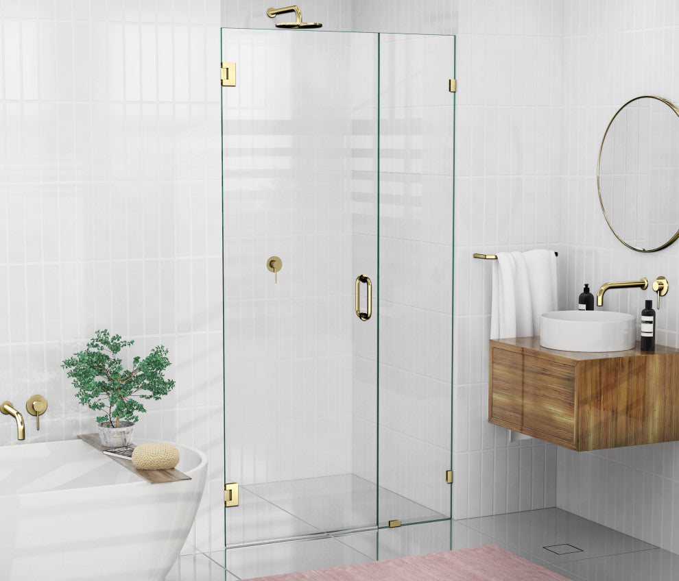 78"x44.25" Frameless Shower Door Wall Hinge, Polished Brass