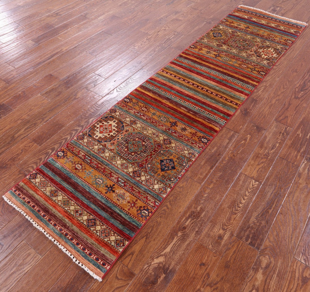 2' 2" X 9' 5" Runner Super Kazak Khorjin Handmade Rug Q10854