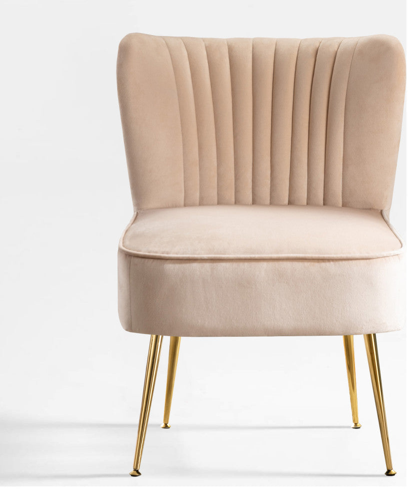 WestinTrends 22" Tufted Velvet Accent Chair for Dining, Living Room, Bedroom, Tan