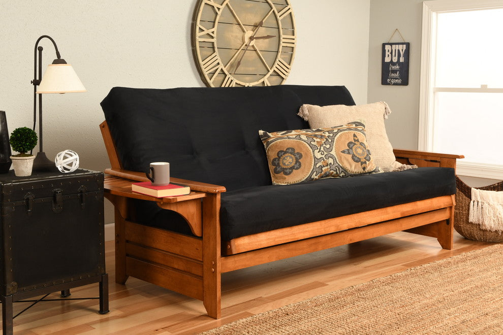 Mesa Frame Futon With Barbados Finish, Suede Black